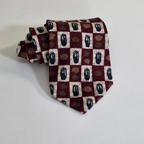 Moores Silk  Tie Gold Leaves Blue Feathers Print USA Made VTG W 4 in L 56 in - Picture 14 of 15